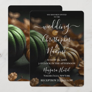 Create Your Own Green & Gold Pumpkins  Invitation