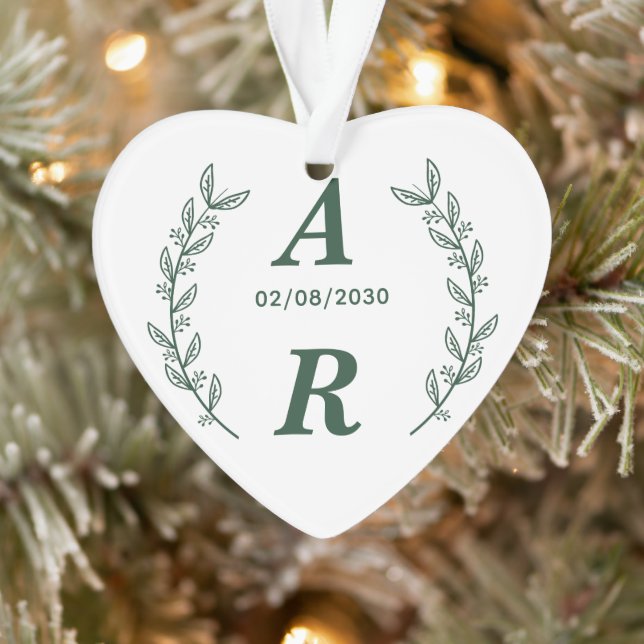 Create Your Own Green Monogram Wedding Favor Ornament (Tree)