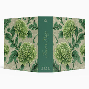 Create Your Own Green Mums Vintage Floral Leafy 3 Ring Binder