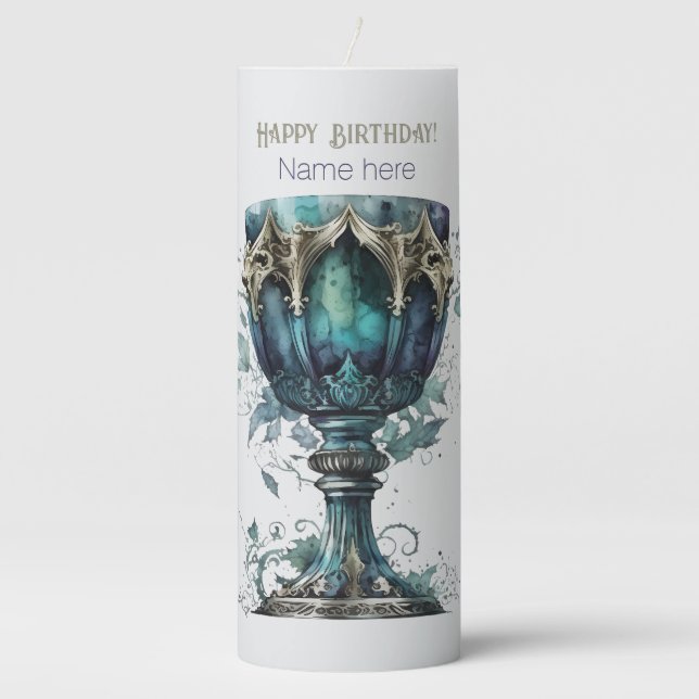 Create Your Own Green Nature Chalice Pillar Candle (Front)