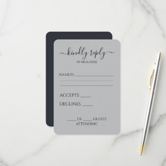 Create Your Own Grey Customizable Wedding RSVP Card
