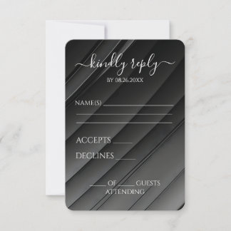 Create Your Own Grey Diagonal Lines Wedding RSVP Card