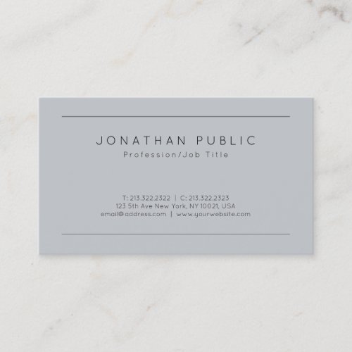 Create Your Own Grey Simple Plain Elegant Modern Business Card