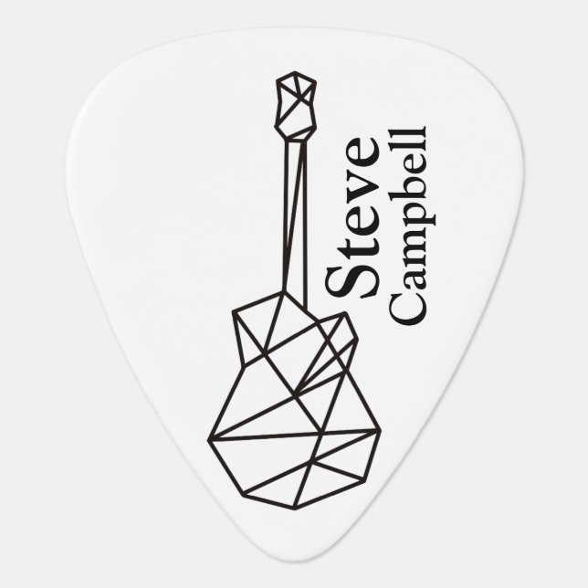 Create Your Own Guitarist Custom B/W Name  Guitar Pick (Front)