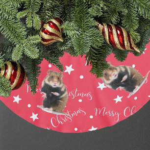 Create Your Own Hamster Photo Red Christmas Brushed Polyester Tree Skirt