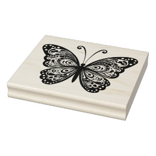 Create Your Own Hand Drawn Filigree Butterfly Rubber Stamp