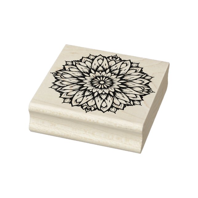 Create Your Own Hand Drawn Flower Mandala Logo Rubber Stamp (Stamp)