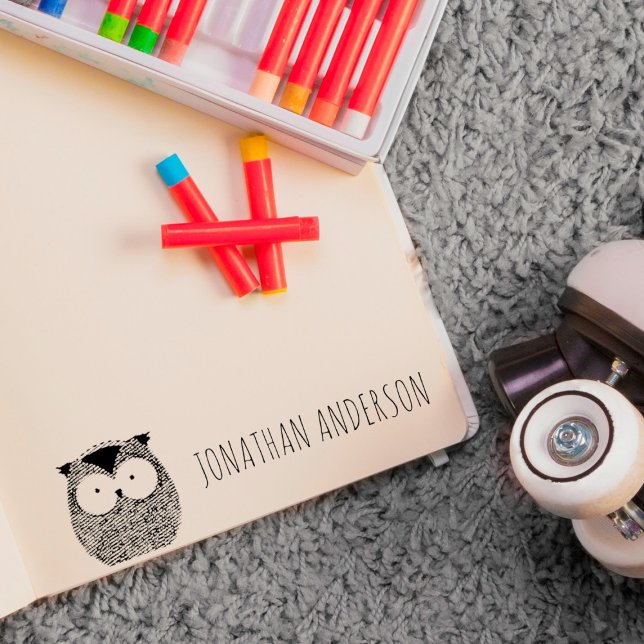 Create Your Own Hand-drawn Owl Kid's Name Pocket Stamp (Creator Uploaded)