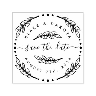 Create Your Own Hand Drawn Wreath Save The Date Self-inking Stamp