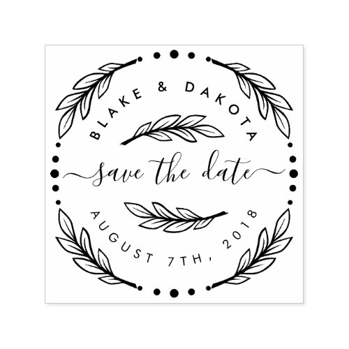 Create Your Own Hand Drawn Wreath Save The Date Self_inking Stamp