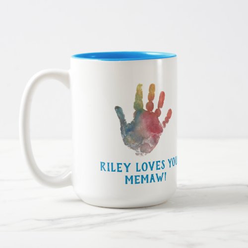 Create Your Own Hand Print for Grandma Two_Tone Coffee Mug