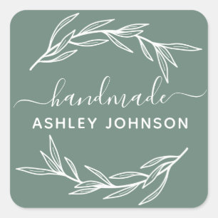 Create Your Own Handmade Laurel Leaves Square Sticker