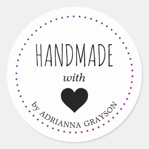 Create Your Own Handmade with Heart Name Classic Round Sticker