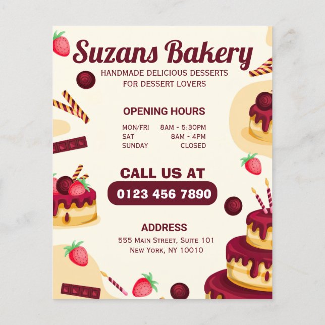 Create your own handmade with love Bakery menu  Flyer (Back)