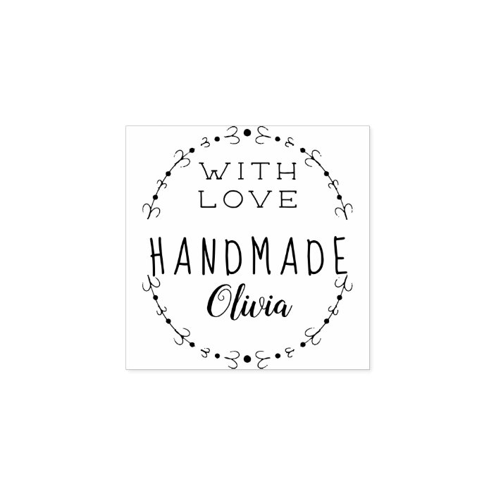 Personalised Hand Made With Love By Stamps Handmade By Stamp Personalised Stamp Custom Made With Love Stamp Rubber Stamp HANDMADE