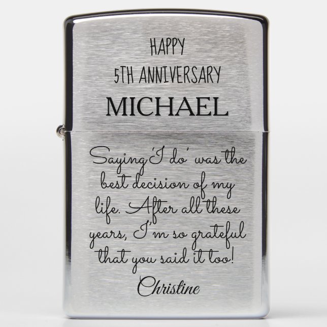 Create Your Own Happy Anniversary  Zippo Lighter (Front)
