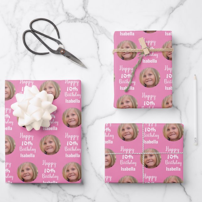 Create Your Own Happy Birthday Family Photo Wrapping Paper Sheets (Front)