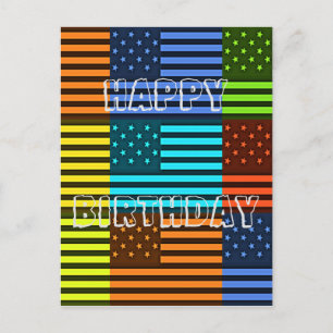 Create Your Own Happy Birthday Funny USA Flag Postcard