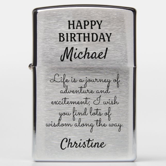 Create Your Own Happy Birthday Zippo Lighter (Front)