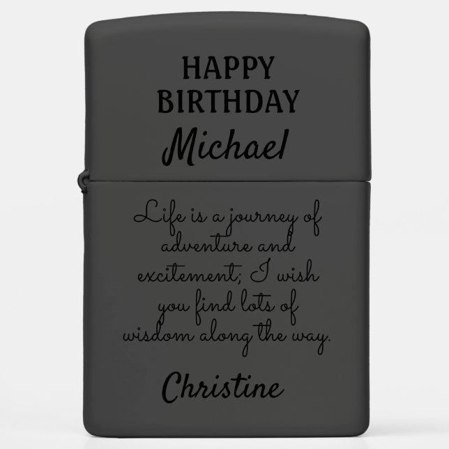 Create Your Own Happy Birthday Zippo Lighter (Front)