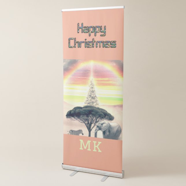 Create Your Own Happy Christmas African Wildlife Retractable Banner (3/4)