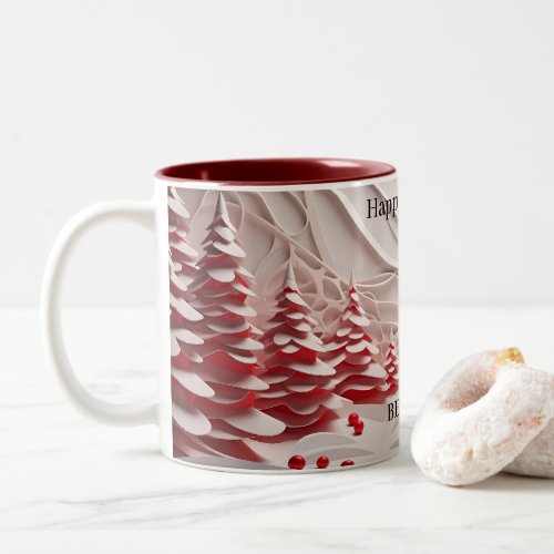 Create Your Own Happy Christmas Custom Design Two_Tone Coffee Mug