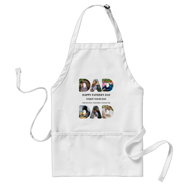 Create your own Happy fathers day 6 photo collage Adult Apron (Front)