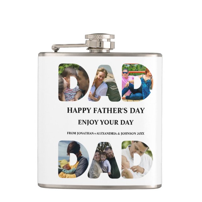 Create your own Happy fathers day 6 photo collage Flask (Front)