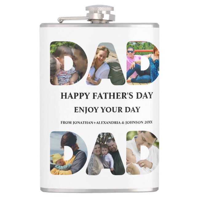 Create your own Happy fathers day 6 photo collage Flask (Front)