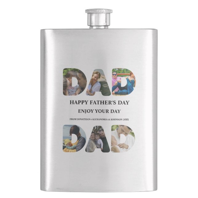 Create your own Happy fathers day 6 photo collage Flask (Front)