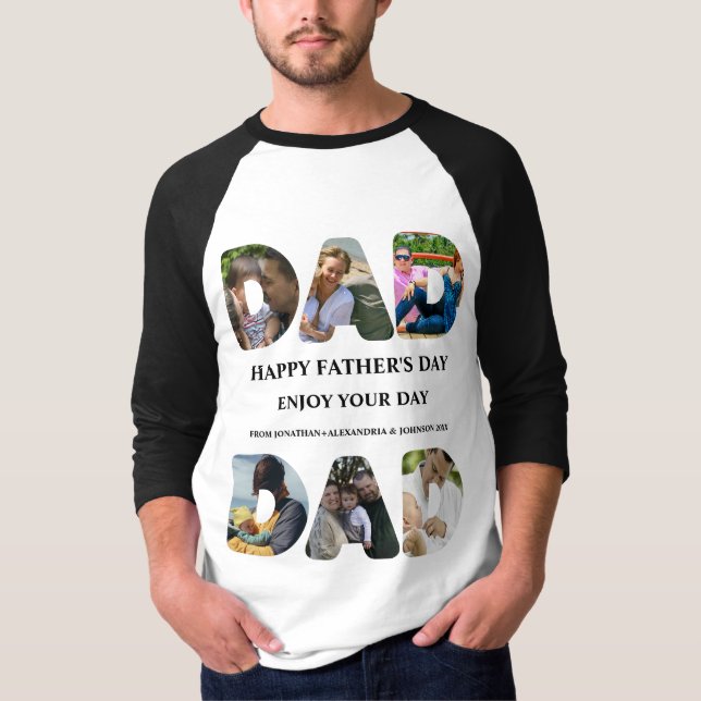 Create your own Happy fathers day 6 photo collage T-Shirt (Front)