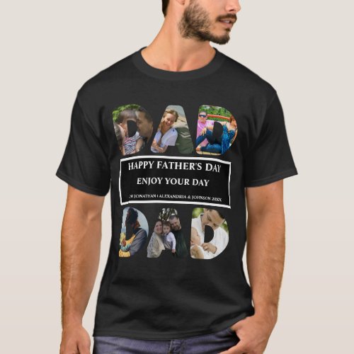 Create your own Happy fathers day 6 photo collage T_Shirt