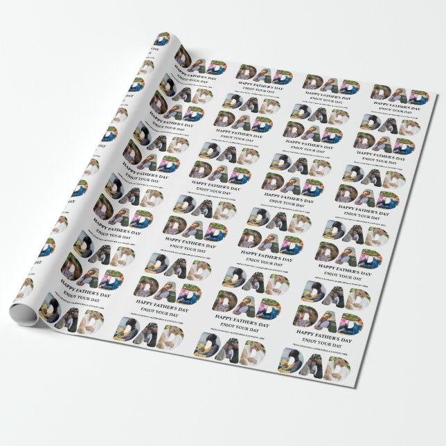 Create your own Happy fathers day 6 photo collage Wrapping Paper (Unrolled)