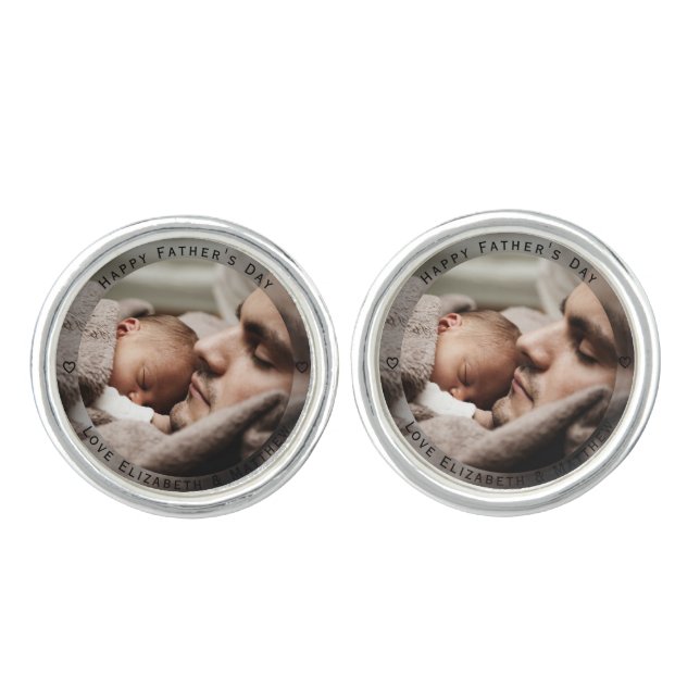 Create Your Own Happy Father's Day Photo Cufflinks (Front)