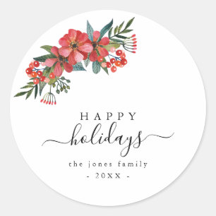 Create Your Own Happy Holiday Script Classic Round Sticker