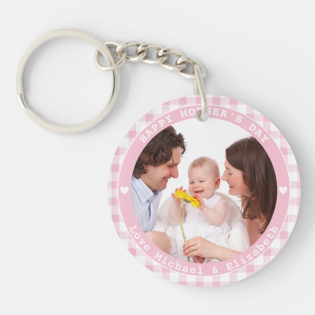 Create Your Own Happy Mother's Day Family Photo Keychain (Front)