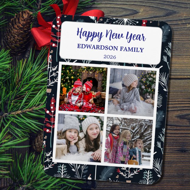 Create your own Happy New Year photo collage Magnet (Create your own Happy New Year photo collage Magnet.)