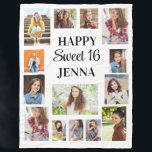 Create Your Own Happy Sweet 16 Photo  Fleece Blanket<br><div class="desc">Create your own "Happy Sweet 16" photo blanket personalized with 14 photos and the guest of honor's name. Contact me for assistance with your customizations or to request additional matching or coordinating Zazzle products</div>