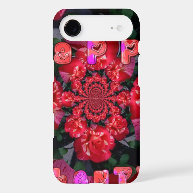 Create Your Own Happy Valentine Day Kaleido Rose Case-Mate iPhone Case (Back)