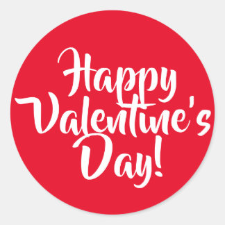Create Your Own Happy Valentine's Day Red Classic Round Sticker