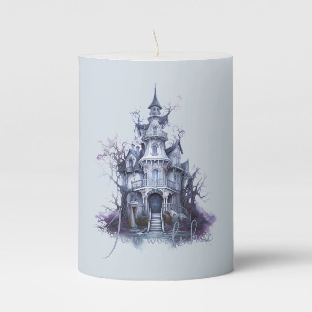 Create Your Own Haunted Castle Pillar Candle (Front)