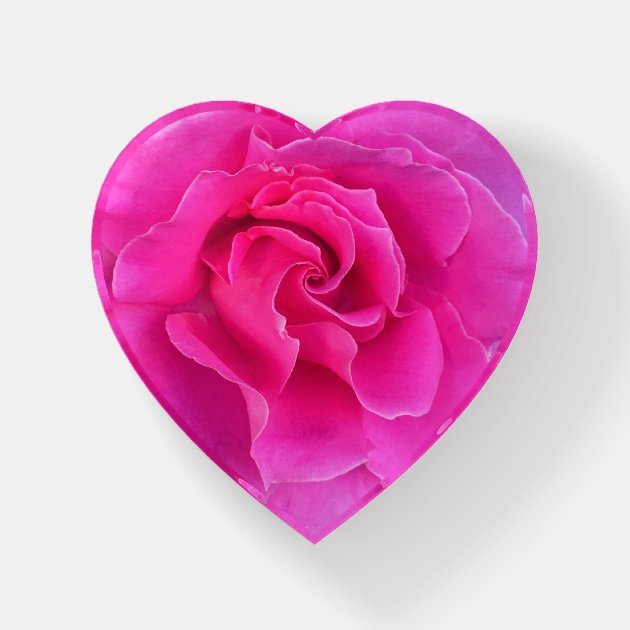 Acrylic Heart Paperweight With Rose Anniversary Gift