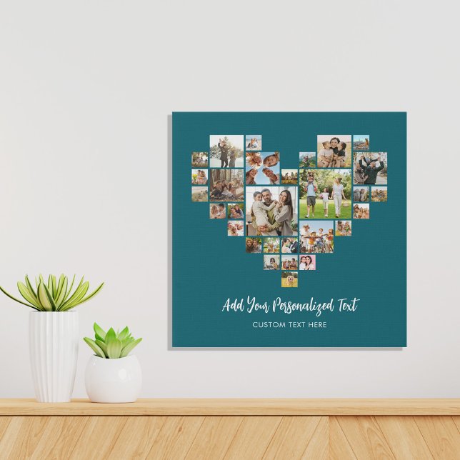 Create Your Own Heart Shaped Photo Collage Faux Canvas Print (Creator Uploaded)