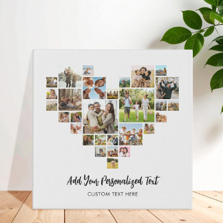Create Your Own Heart Shaped Photo Collage Faux Canvas Print