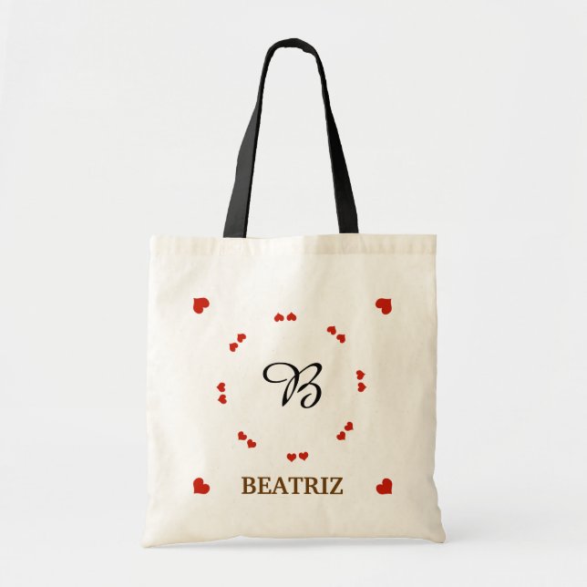 create your own hearts personalized tote bag (Front)