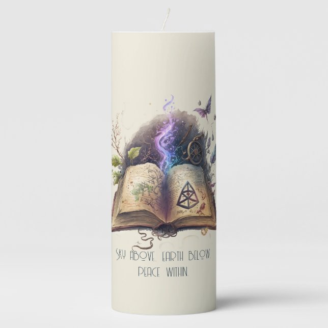 Create Your Own Hedge Witch Spell Book Pillar Candle (Front)