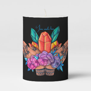 Create Your Own Henna Hands Crystals & Roses Pillar Candle