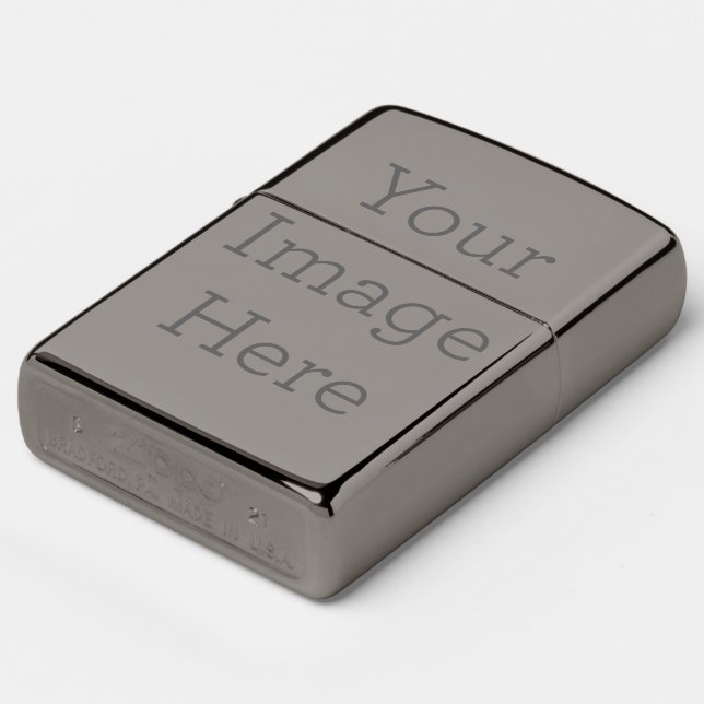 Zippo High Polish Black Ice Pocket Lighter (Angle)