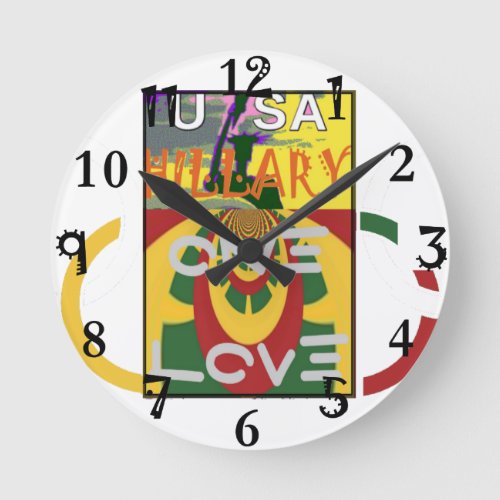Create Your Own Hillary Stronger Together Text Round Clock