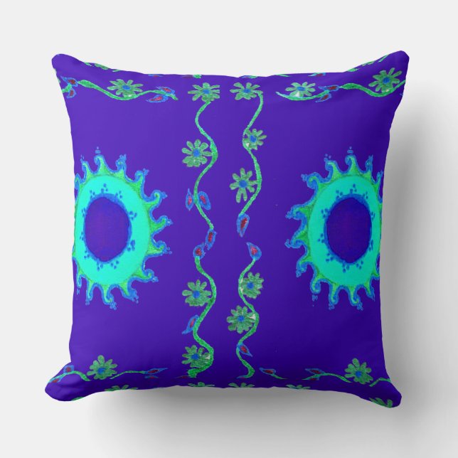 Create your own Home blue sunny sky floral Throw Pillow (Front)